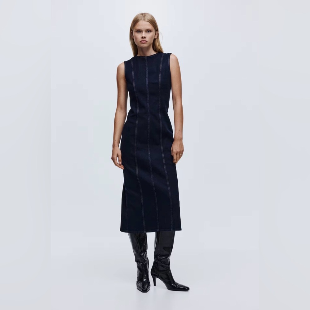 SLEEVELESS DENIM DRESS - Picture 2 of 6